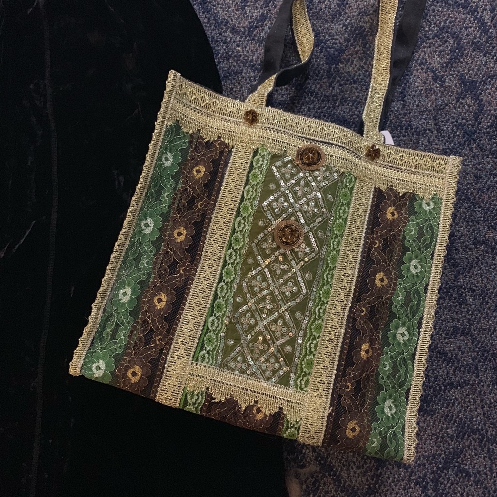 lace and beaded shopping bag